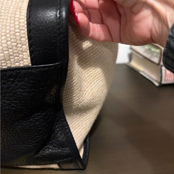 Gucci Studded Raffia and Black leather Stirrup Tote Bag - Picture 9 of 16